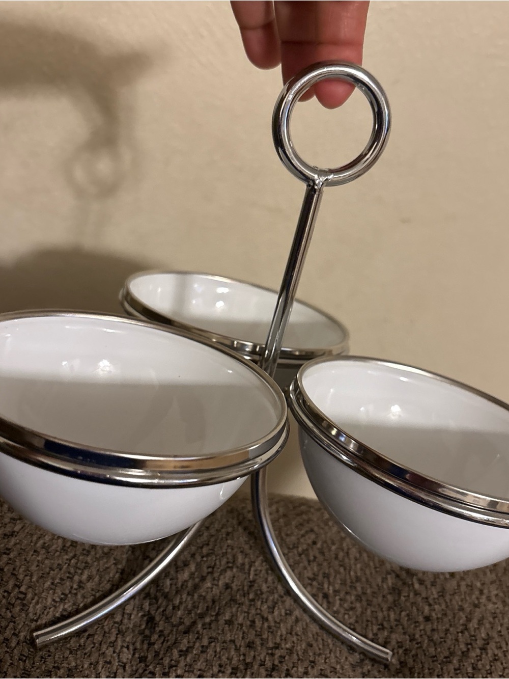 Vintage Pottery Barn Party Ware Three Tiered Serving Bowl
Stand